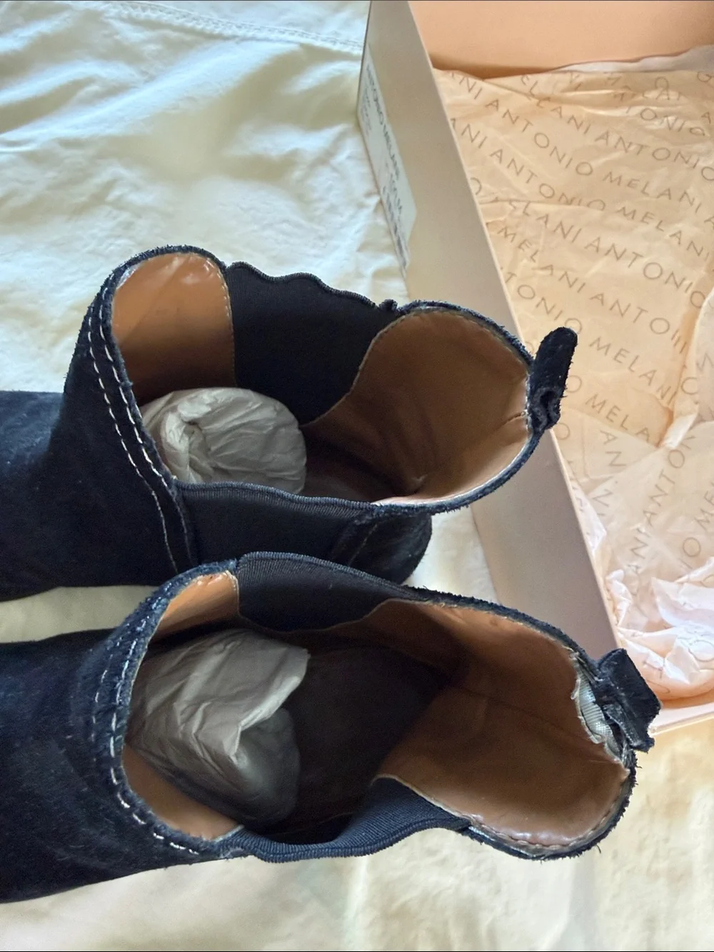 ANTONIO MELANI Black Suede Chelsea Ankle Boots
